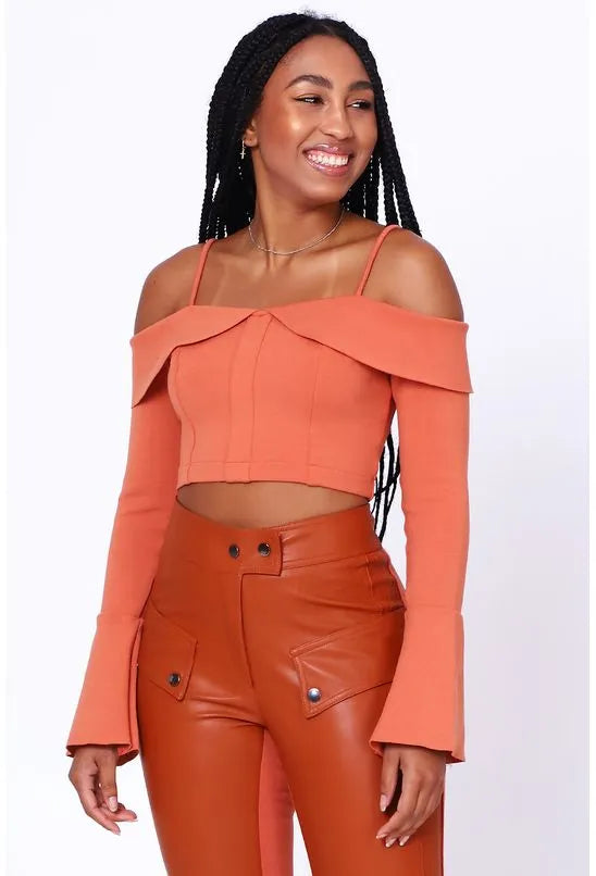 CROPPED MANGA LONGA ALL IS LOVE - LARANJA