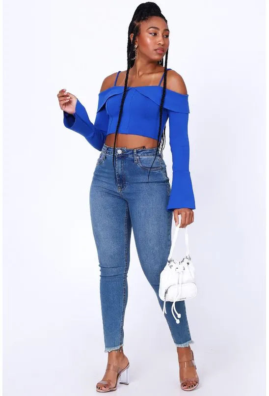 CROPPED MANGA LONGA ALL IS LOVE - AZUL