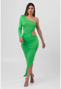 VESTIDO ASSIMETRICO VERDE LABRAVA