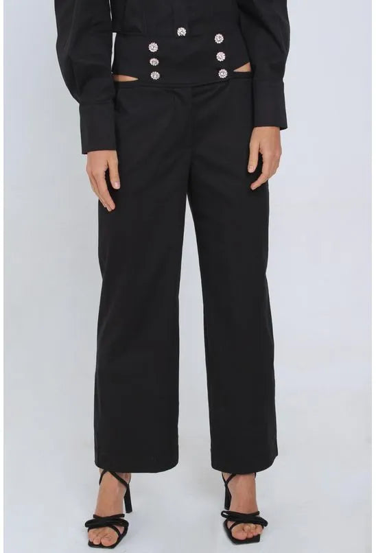 CALÇA RETA ALTO ABERTURA LATERAL MORENA ROSA