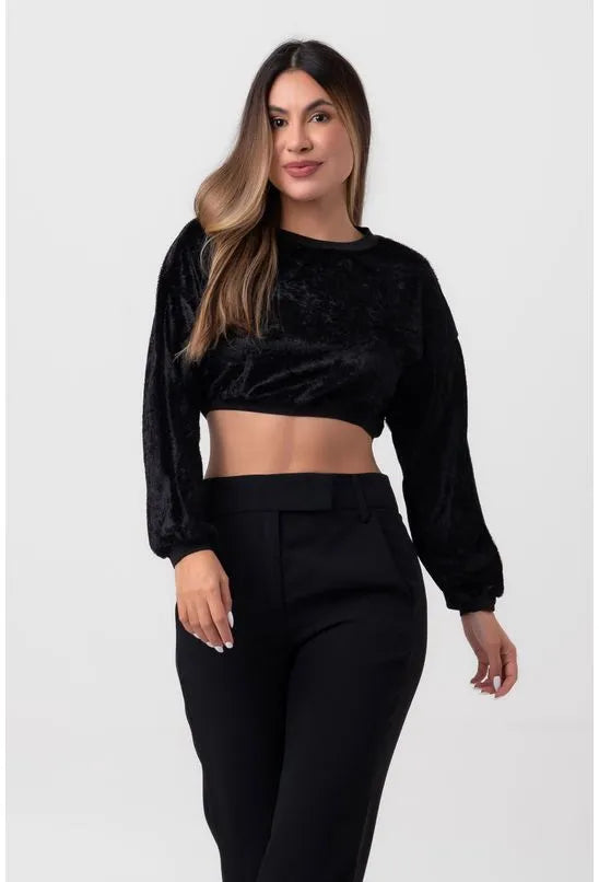 BLUSA CAMURÇA MANGA LONGA PRETA LABRAVA
