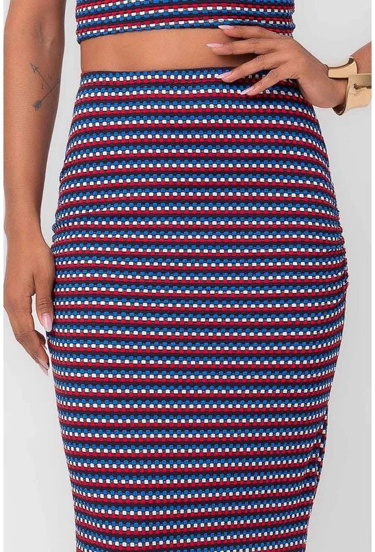 SAIA DE MALHA LONGA PIXEL NAVY VERMELHO PEQUIÁ