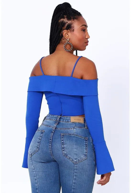 CROPPED MANGA LONGA ALL IS LOVE - AZUL