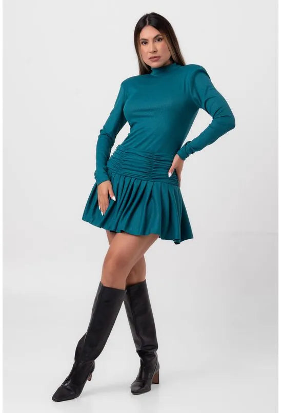 VESTIDO LUREX CURTO BALLET VERDE LABRAVA