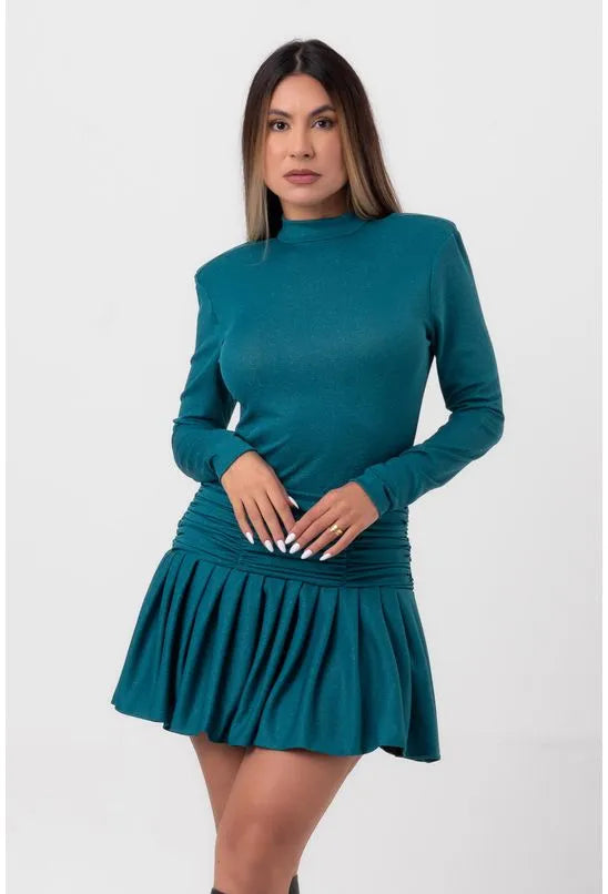 VESTIDO LUREX CURTO BALLET VERDE LABRAVA
