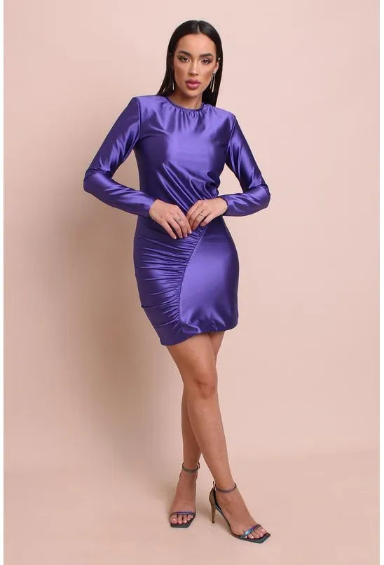 VESTIDO CURTO FRANZIDO JERSEY ROXO LABRAVA