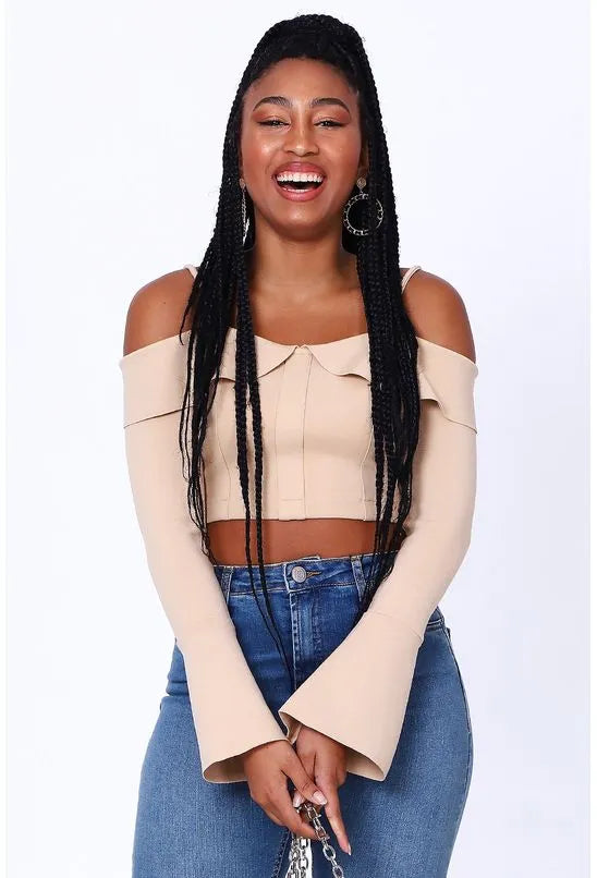 CROPPED MANGA LONGA ALL IS LOVE - CREME