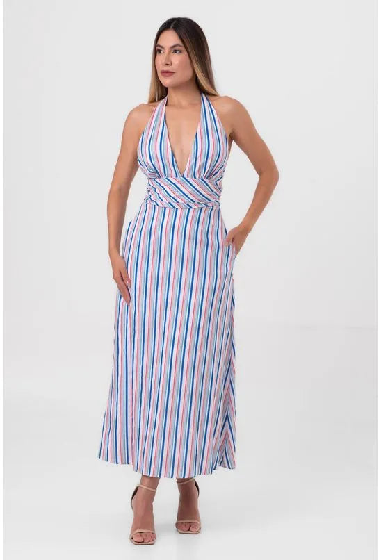 VESTIDO SUPER MIDI BÚZIOS LISTRADO PEQUIÁ