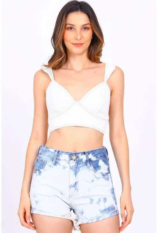 TOP CROPPED JEANS CLARO ANIMALE