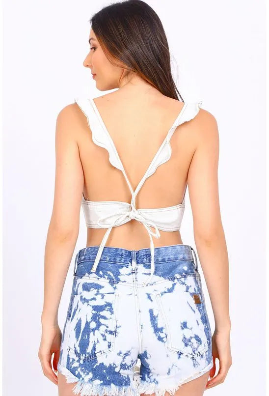 TOP CROPPED JEANS CLARO ANIMALE