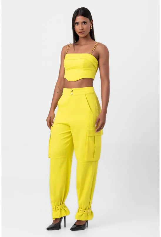 BLUSA CROPPED DEGRAUS AMARELA LABRAVA