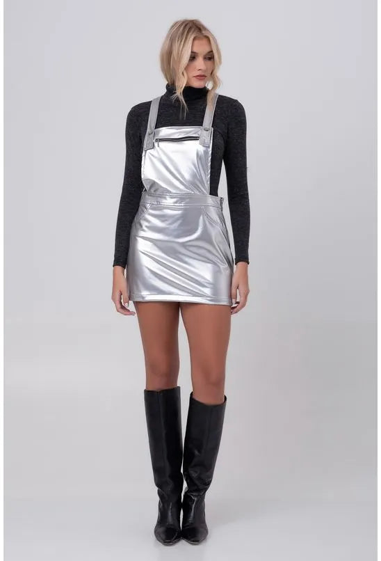 VESTIDO SALOPETE COURO PRATA LABRAVA