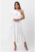 VESTIDO SUPER MIDI MANGA BUFANTE OFFWHITE LABRAVA