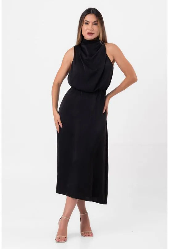 VESTIDO LONGO BLUSE ELEGANTE PRETO