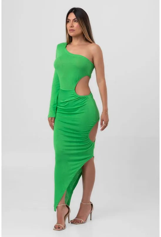 VESTIDO ASSIMETRICO VERDE LABRAVA