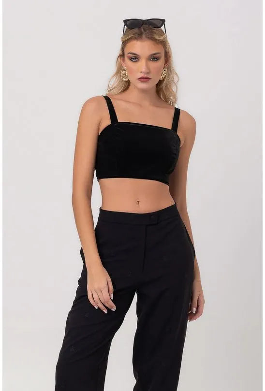 TOP COURO TECNO CURTO PRETO LABRAVA