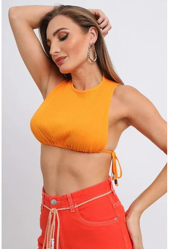 CROPPED COM AMARRAÇÃO LATERAL ANIMALE JEANS