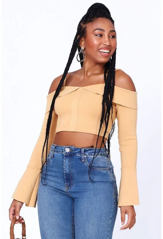 CROPPED MANGA LONGA ALL IS LOVE - BEGE