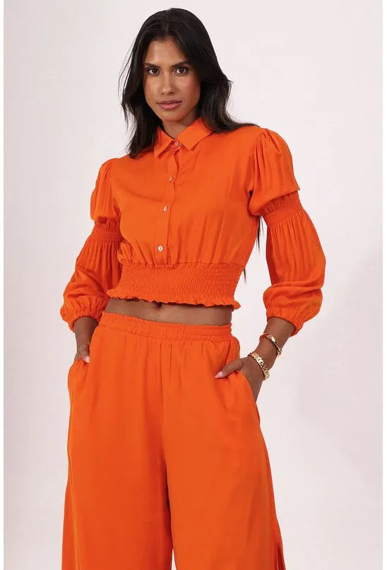 BLUSA VISCOSE LASTEX LARANJA PEQUIÁ
