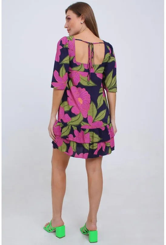 VESTIDO CURTO MAXI FLORA PEQUIÁ