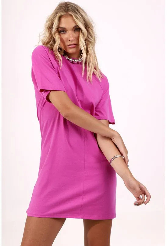 VESTIDO MALHA T-SHIRT GOLA ROSA PEQUIÁ