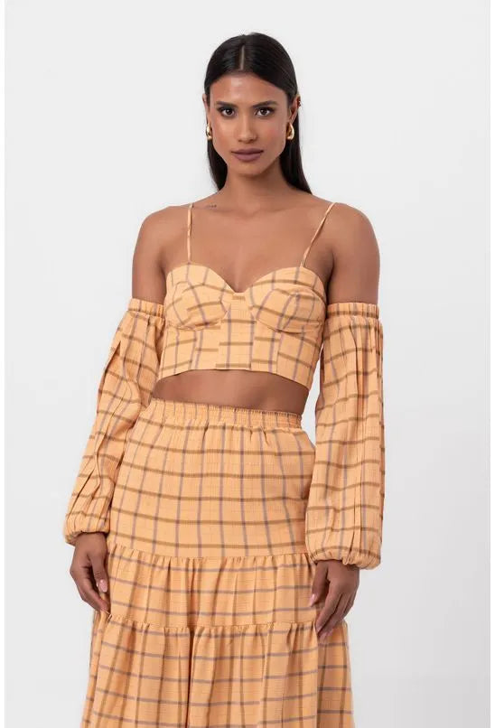 CROPPED AMARELO MADRAS PEQUIÁ
