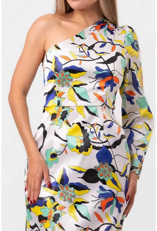 VESTIDO MIDI MANGA ÚNICA SENSUALE AMARELO LABRAVA