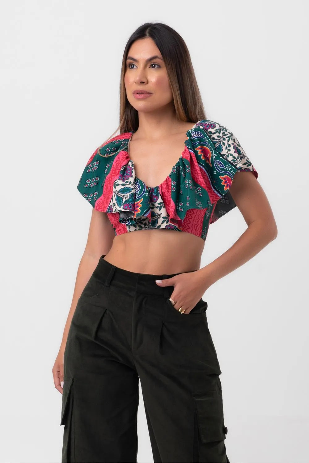 BLUSA CROPPED FLOR DE MANDALA PEQUIÁ