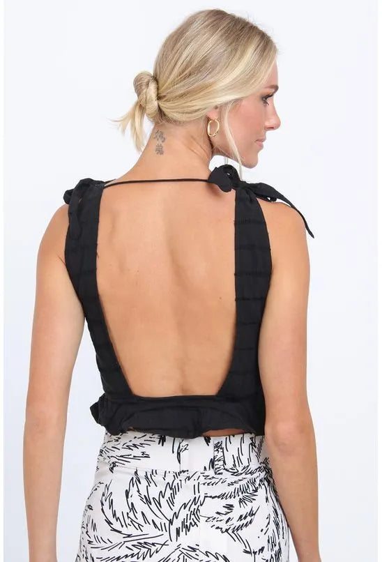 TOP DE VOIL STRIPE COM BABADO ANIMALE JEANS