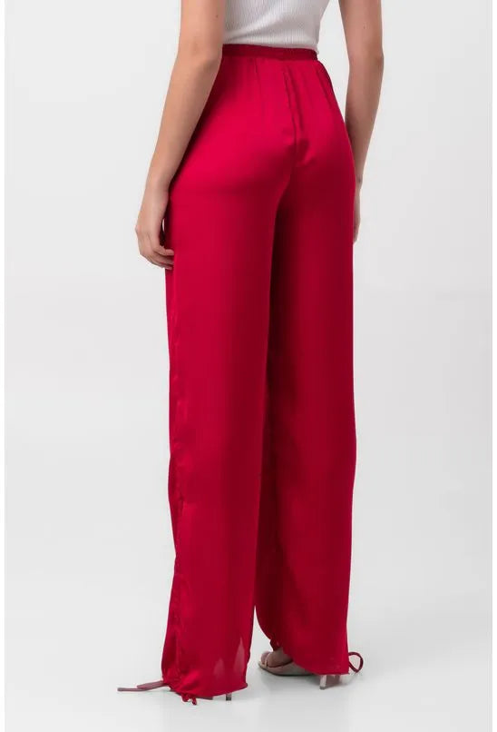 CALÇA RETA ACETINADA ROSA LABRAVA