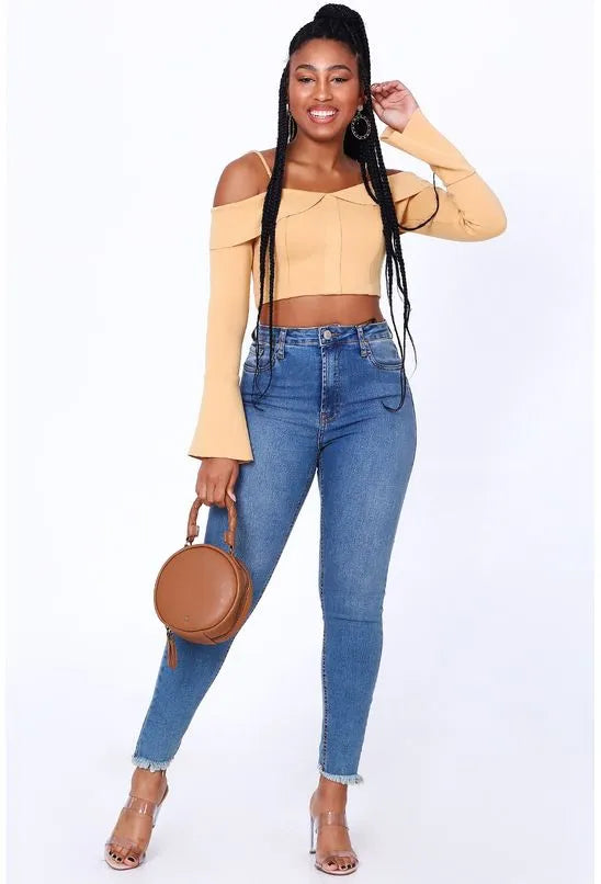 CROPPED MANGA LONGA ALL IS LOVE - BEGE
