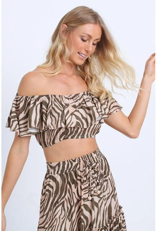 BLUSA OMBRO A OMBRO TIGRE BRANCO PEQUIÁ