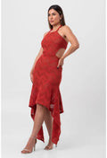 VESTIDO MIDI TRICOT PONTAS MARROM PEQUIÁ