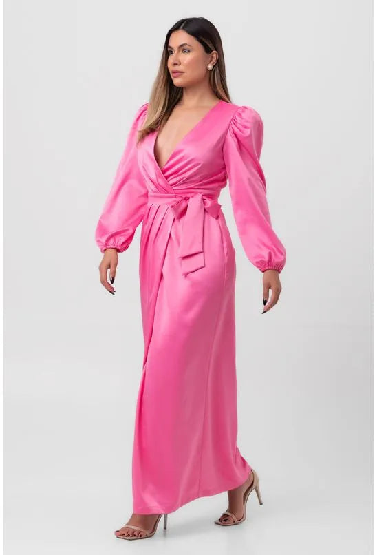 VESTIDO SUPER MIDI TRANSPASSADO ROSA LABRAVA