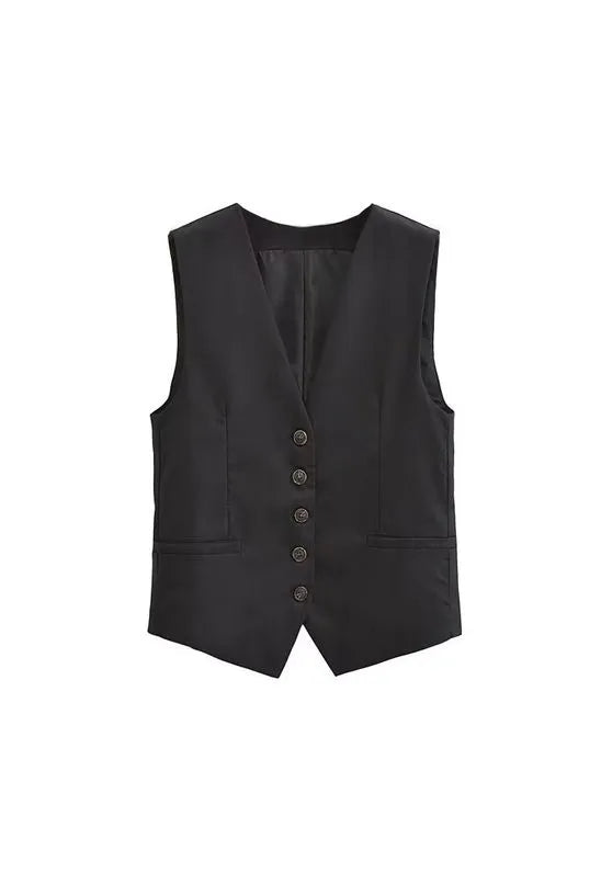 CONJUNTO COLETE E BERMUDA ALFAIATARIA PRETA