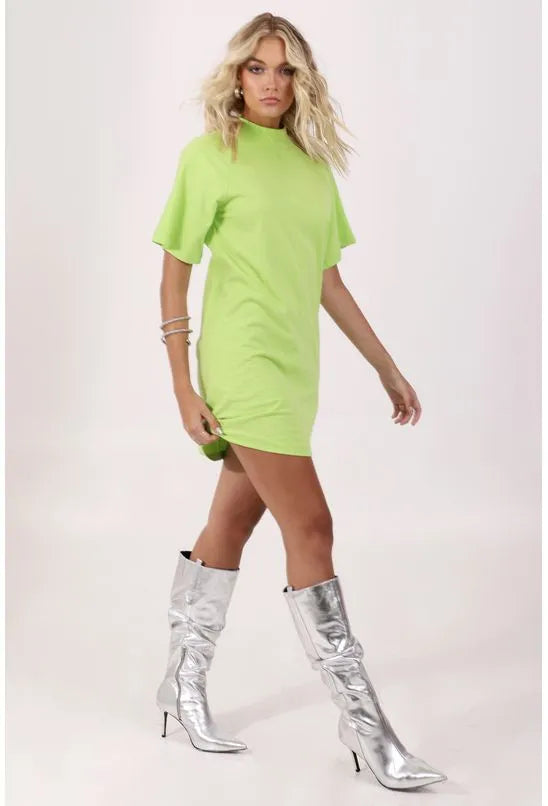 VESTIDO MALHA T-SHIRT GOLA VERDE PEQUIÁ