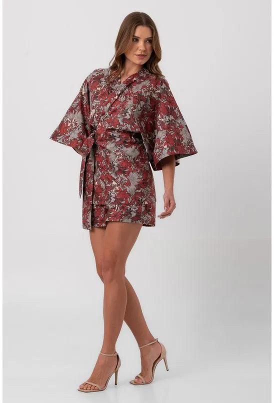 VESTIDO TRICOLINE CURTO TRANSPASSE CEREJEIRA DE OUTONO PEQUIÁ