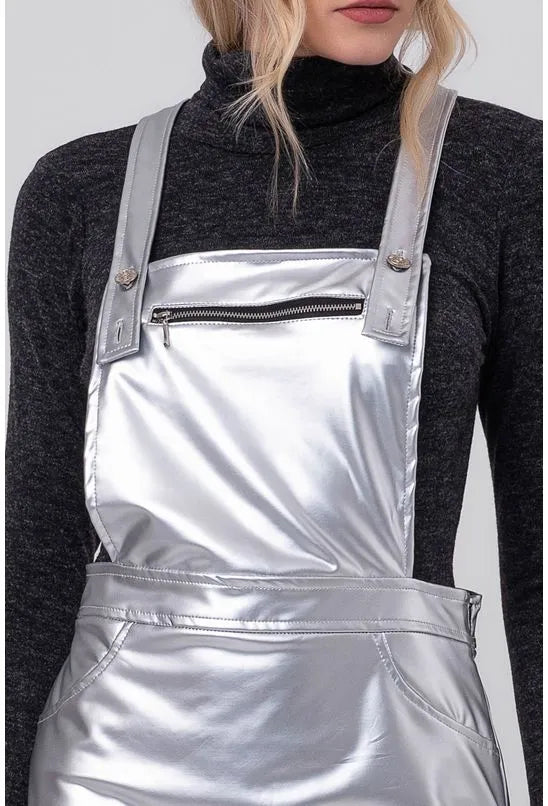 VESTIDO SALOPETE COURO PRATA LABRAVA