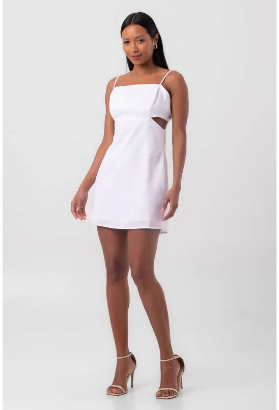 VESTIDO CURTO RECORTES LATERAIS BRANCO LABRAVA