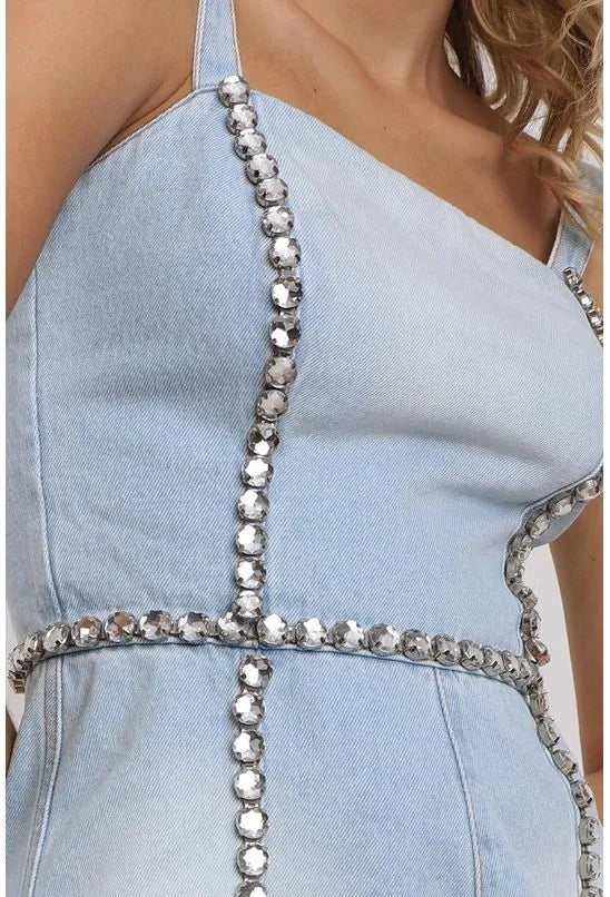 MACACÃO JEANS HOT PANTS LANÇA PERFUME