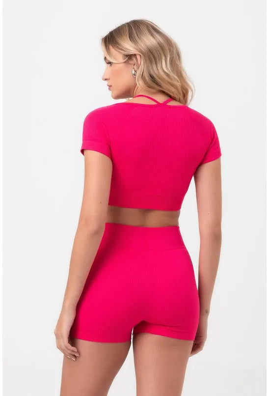 TOP FITNESS PULSE MANGA CURTA PINK BABADOTOP