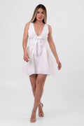 VESTIDO VISCOSE CURTO COM LAÇOS OFF WHITE LABRAVA