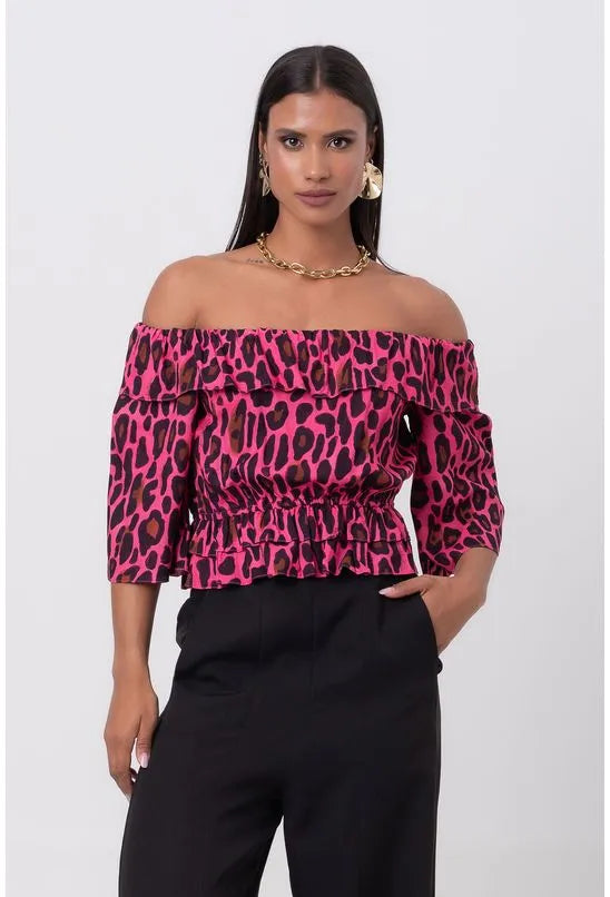 BLUSA OMBRO A OMBRO COM BABADO LANÇA PERFUME
