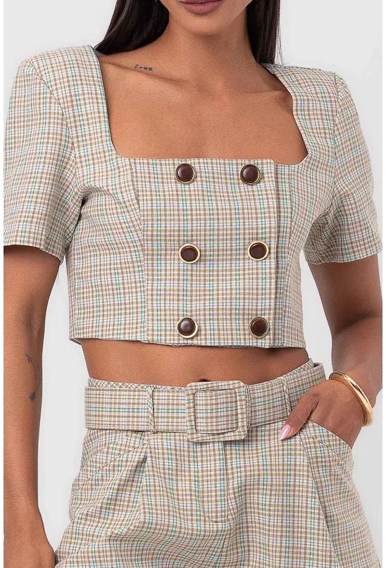 BLUSA CROPPED COM DECOTE QUADRADO LANÇA PERFUME