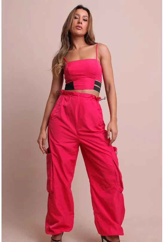 CALÇA PARACHUTE UTILITÁRIA ROSA LABRAVA