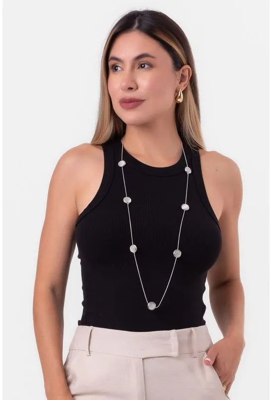 COLAR LONGO CAPSULA ÁGATA PRATA LABRAVA