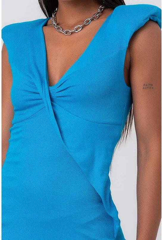 VESTIDO CURTO DRAPE AZUL LABRAVA