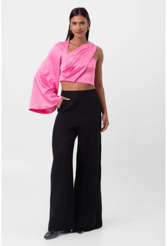 BLUSA ASSIMÉTRICA DRAPEADA ROSA LABRAVA