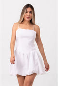 VESTIDO CURTO BALONÊ ALÇAS FINAS BRANCO LABRAVA