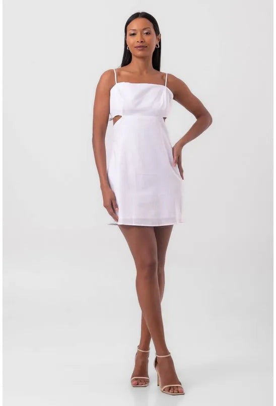 VESTIDO CURTO RECORTES LATERAIS BRANCO LABRAVA